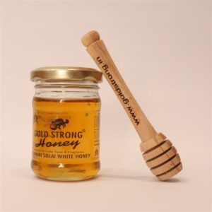 Gold Strong Kashmiri Solai White Honey 125g glass jar with wooden honey dipper