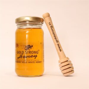 Gold Strong Kashmiri Solai White Honey 250g glass jar with wooden honey dipper