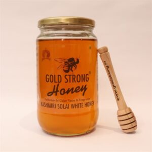 Gold Strong Kashmiri Solai White Honey 1 kg glass jar with wooden honey dipper